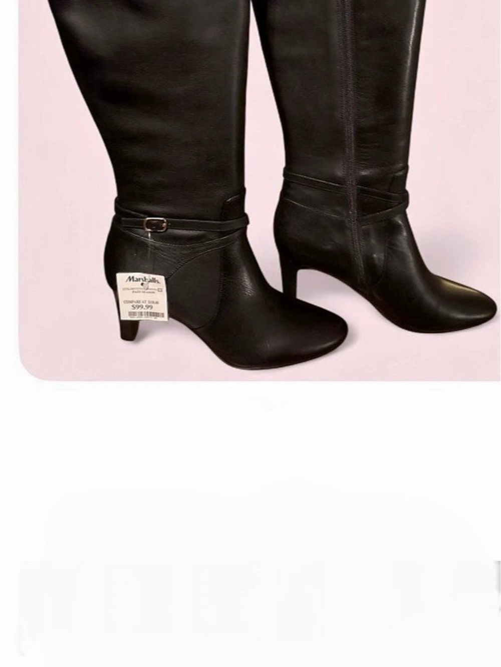 Ralph Lauren Elberta Knee-High Leather 2 3/4”Heel Boots Black US 8 NWT
